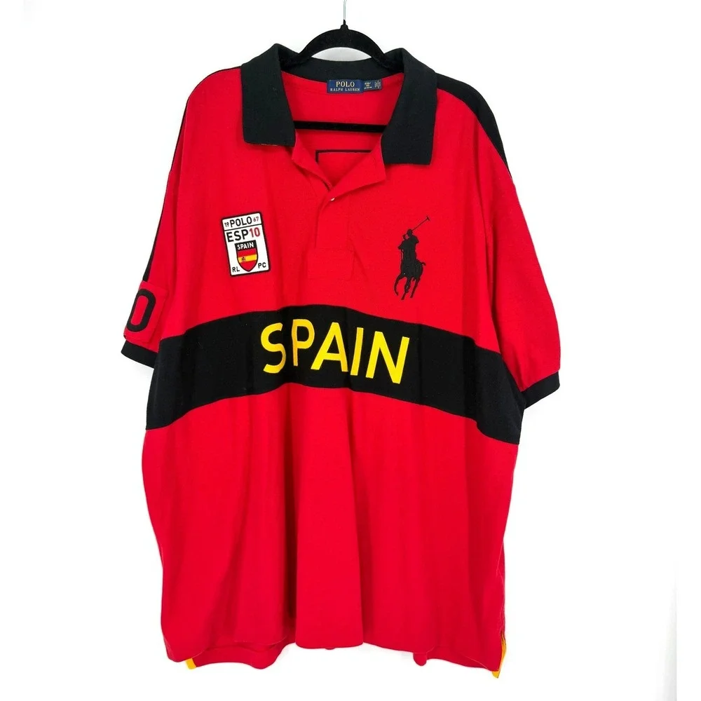 Polo Ralph Lauren Spain World Cup Big Pony Polo Shirt Red Black Mens 4XB ESP 10